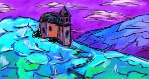 hills with church